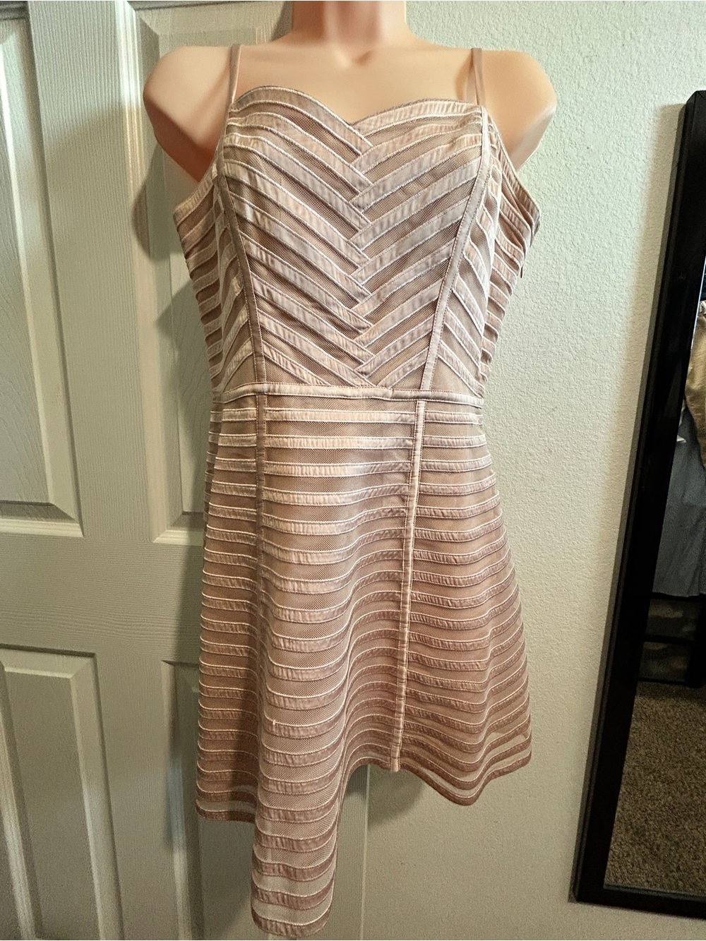 bebe Blush Chevron Fit-and-Flare Mini Dress